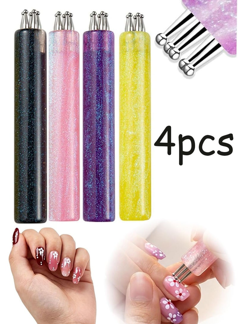 5 Petal Flower Nail Dotting Pen,Nail Art Dotting Tools,1.8mm Fine Tip Rhinestone Dot Paint Tool for Painting, Sculpting, Rhinestones DIY and Salon (4PCS) - Image 1