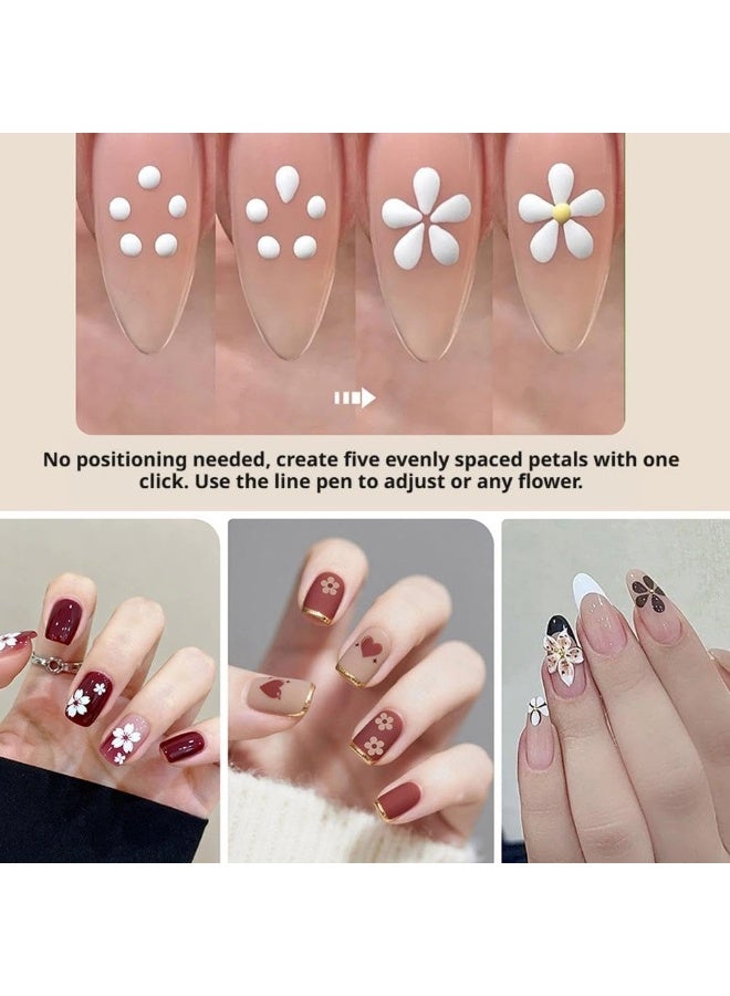 5 Petal Flower Nail Dotting Pen,Nail Art Dotting Tools,1.8mm Fine Tip Rhinestone Dot Paint Tool for Painting, Sculpting, Rhinestones DIY and Salon (4PCS) - Image 3