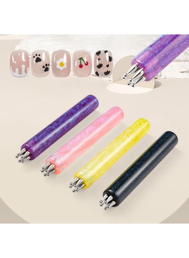 5 Petal Flower Nail Dotting Pen,Nail Art Dotting Tools,1.8mm Fine Tip Rhinestone Dot Paint Tool for Painting, Sculpting, Rhinestones DIY and Salon (4PCS) - Image 2
