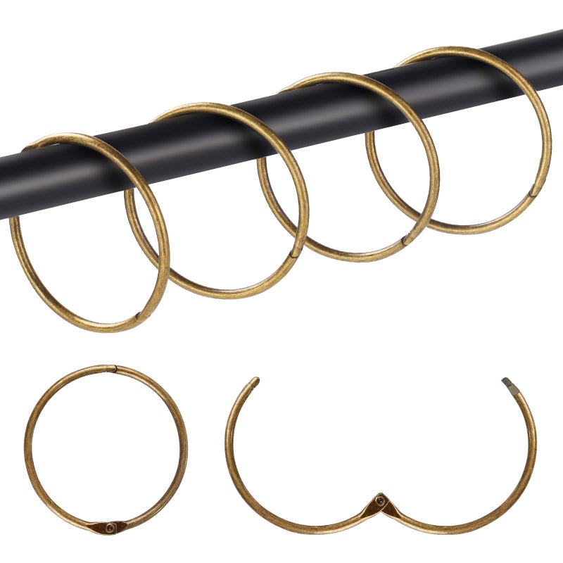 Mafegu 20Pcs Shower Curtain Hooks,Metal Round Shower Curtain Hooks Roman Rings Rustproof Decorative Shower Curtain Rings for Bathroom, Bathtub, Window, Balcony (20, Bronze) - Image 1
