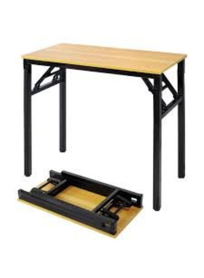 Folding Table Multi Functional Standing Desk With Adjustable Height Legs,for Camping, Garden, Picnic,Coffee,Bbq,No Install Needed Yellow Color Desktop Black Frame