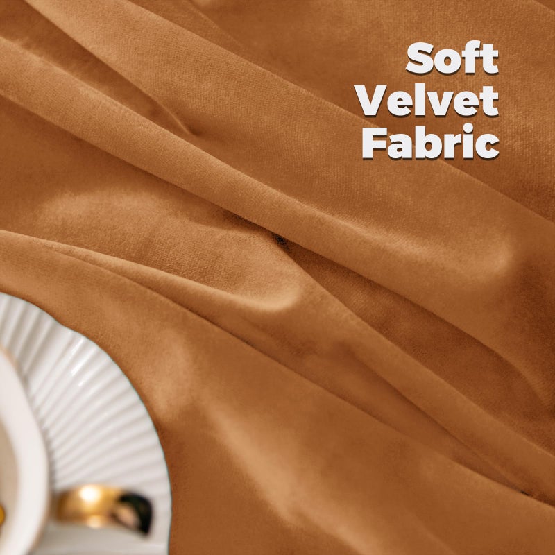 BGment Orange Velvet Curtains 84 inches 2 Panels - Luxury Thermal Insulated Blackout Super Soft Fall Decor Rod Pocket and Back Tab Window Curtains for Bedroom Living Room, 52 x 84 Inch, Orange Brown - Image 5