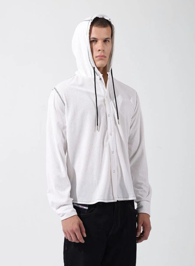 The Indian Garage Co  Men Regular Fit Solid Hooded Full Sleeves Shirt for Men | Best Price UAE