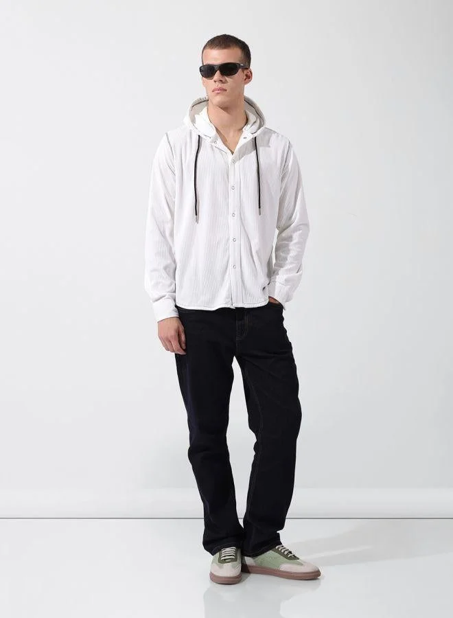 The Indian Garage Co  Men Regular Fit Solid Hooded Full Sleeves Shirt for Men | Best Price UAE