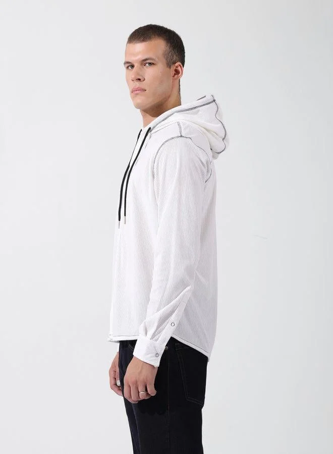 The Indian Garage Co  Men Regular Fit Solid Hooded Full Sleeves Shirt for Men | Best Price UAE