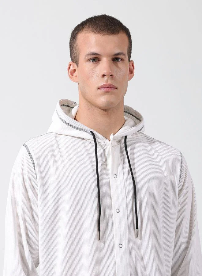 The Indian Garage Co  Men Regular Fit Solid Hooded Full Sleeves Shirt for Men | Best Price UAE