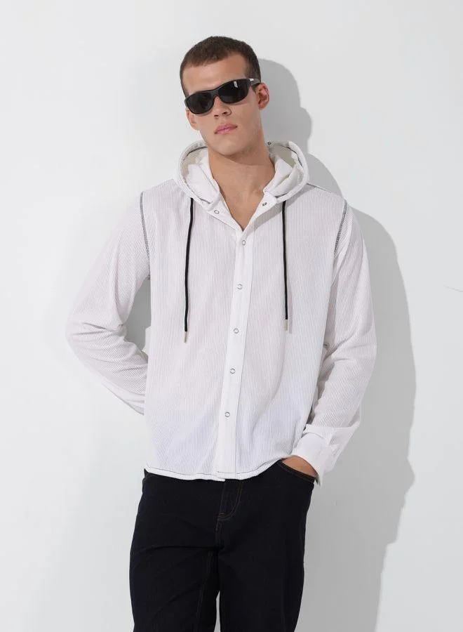 The Indian Garage Co  Men Regular Fit Solid Hooded Full Sleeves Shirt for Men | Best Price UAE