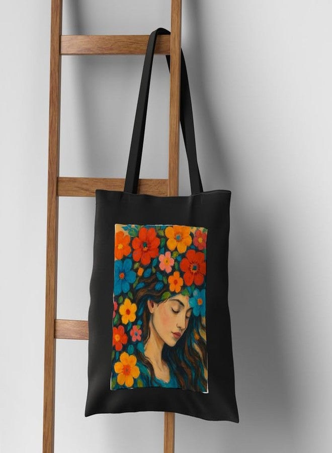PrintingZone Women's Van Gogh Printed Tote Bag for Women | Zipper & Pouch | Stylish Eco-Friendly Cotton Handbags, Canvas Tote Bags for College(BTB-115)(BTB-115) - Image 4