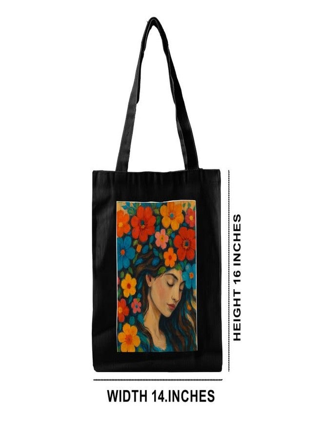 PrintingZone Women's Van Gogh Printed Tote Bag for Women | Zipper & Pouch | Stylish Eco-Friendly Cotton Handbags, Canvas Tote Bags for College(BTB-115)(BTB-115) - Image 5
