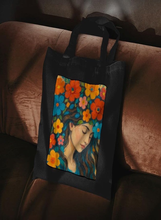 PrintingZone Women's Van Gogh Printed Tote Bag for Women | Zipper & Pouch | Stylish Eco-Friendly Cotton Handbags, Canvas Tote Bags for College(BTB-115)(BTB-115) - Image 3