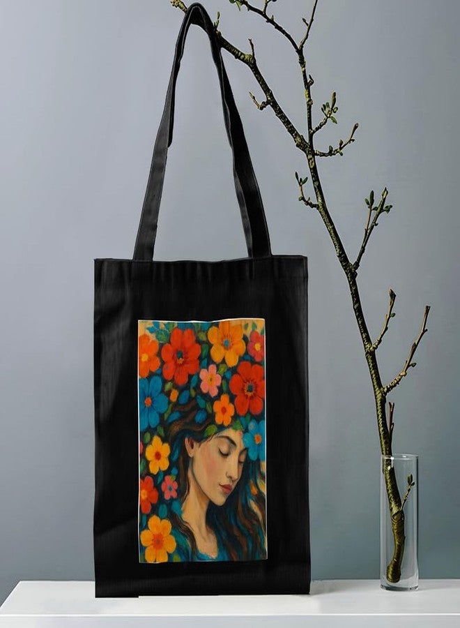 PrintingZone Women's Van Gogh Printed Tote Bag for Women | Zipper & Pouch | Stylish Eco-Friendly Cotton Handbags, Canvas Tote Bags for College(BTB-115)(BTB-115) - Image 2
