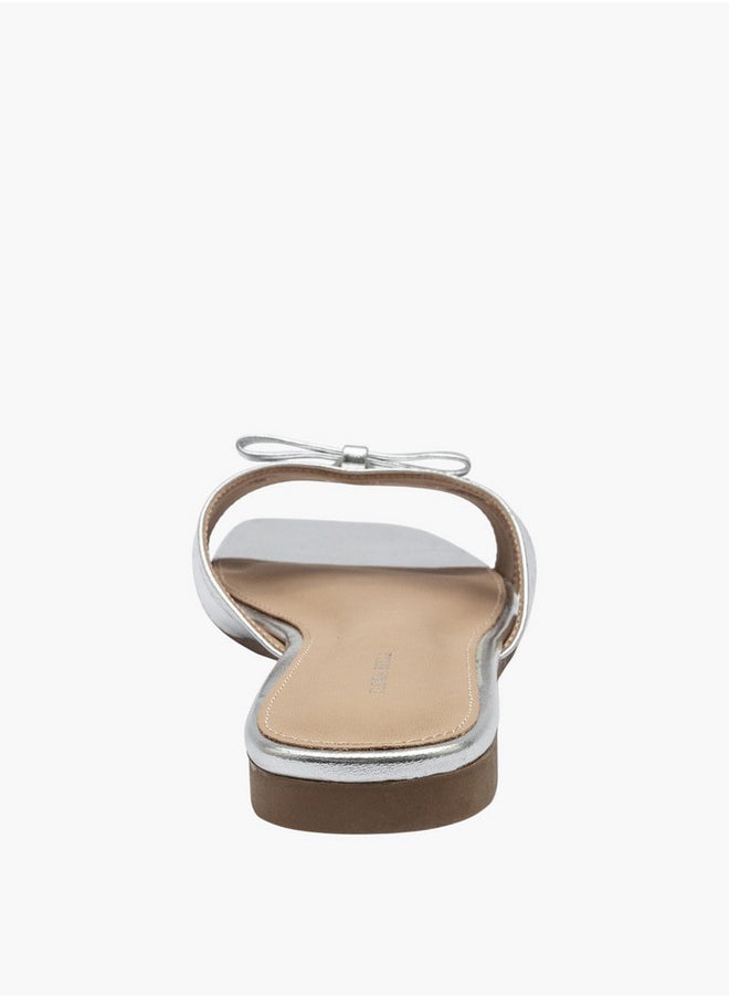 Flora Bella By Shoexpress Bow Accent Slip-On Flat Sandals  - Image 5
