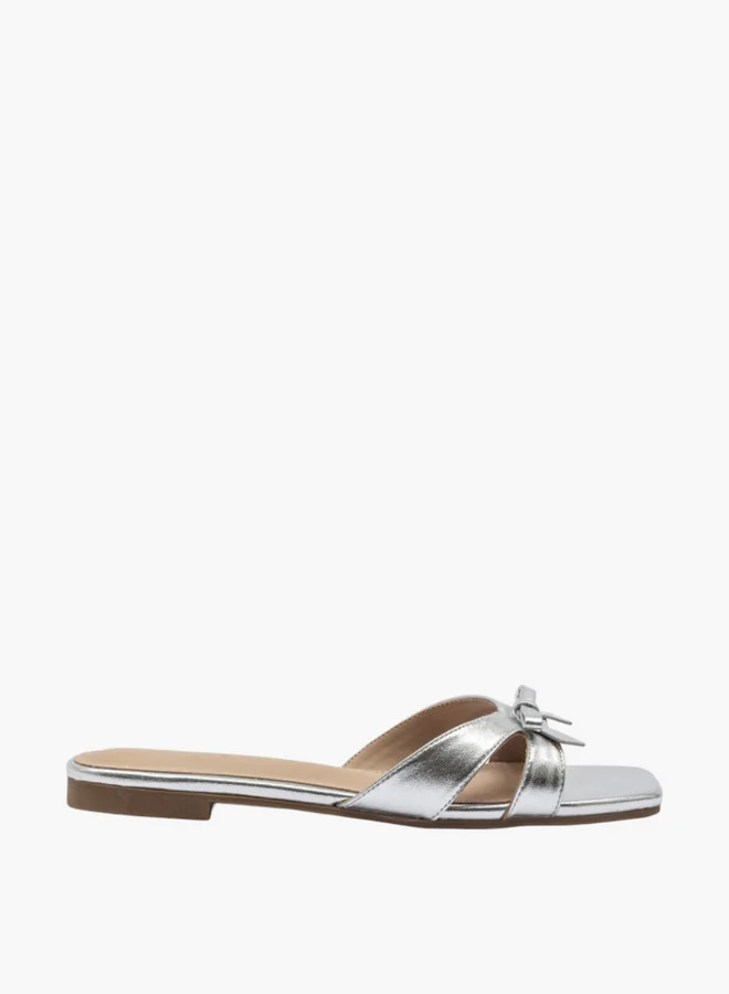 Flora Bella By Shoexpress Bow Accent Slip-On Flat Sandals