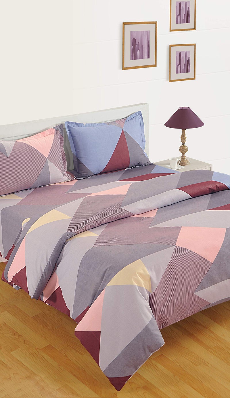 Swayam Pure Cotton King Bedsheet with 2 Pillow Covers | 210 TC Soft Breathable Bed Sheet | Geometric Printed | Size 108 x 108 inch | Comfortable & Durable for Bedroom - Grey & Brown - Image 5