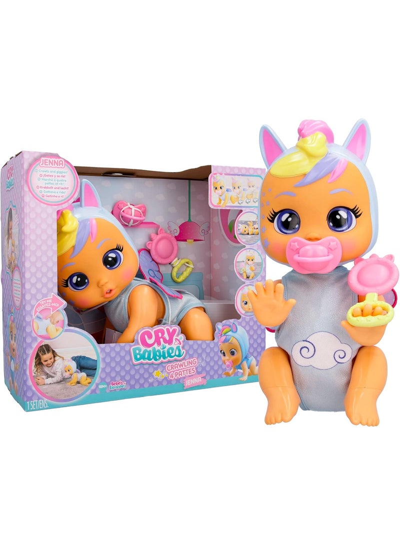 Cry Babies Crawling 4 Pattes Jenna, Crawls & Giggles, With 30+ Baby Sounds, Includes Accessories, 1 Years+ - Image 1