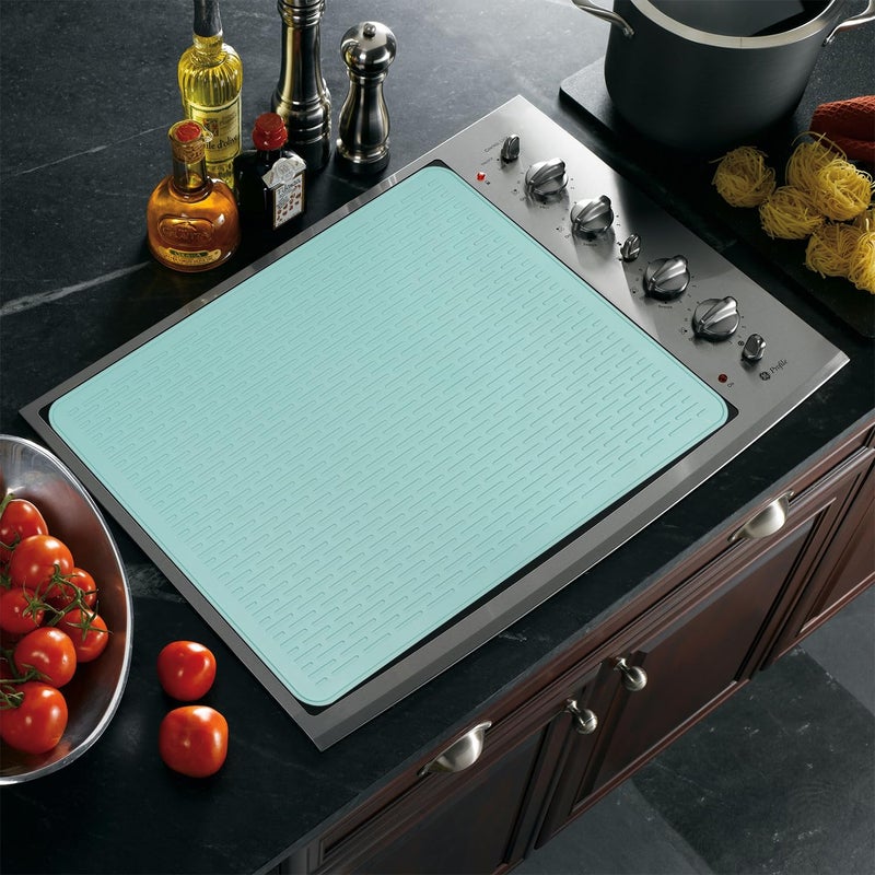 YUHFERA Stove Top Cover for Electric Stove - Silicone Stove Mat for Glass Top, Glass Cooktop Protector, XL Dish Drying Mats For Kitchen,Oven Covers for Electric Stove (Aqua,28 x 20) - Image 5