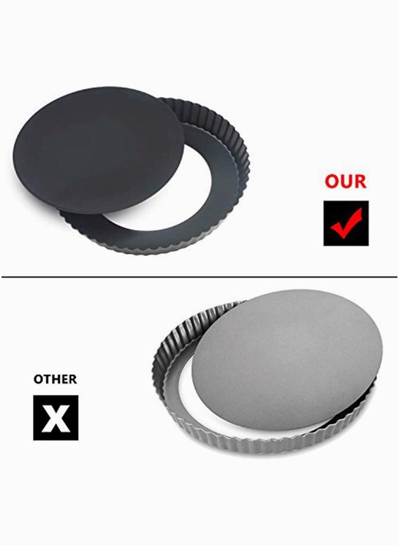 Tart Pans, Non-sticks Quiche 9 Inches Removable Loose Bottom Tart Pie, Round Baking Dish Pan for Kitchen Cooking Baking 2 Pack - Image 4