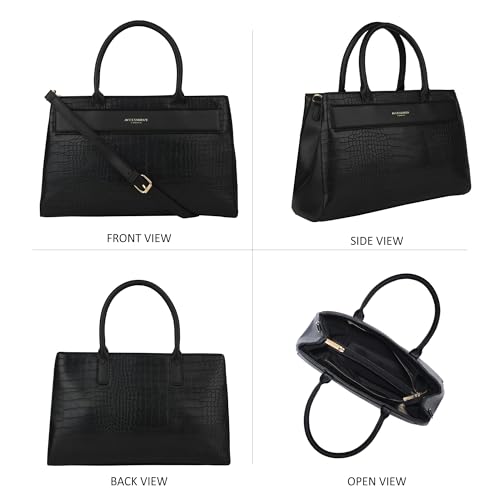 Accessorize London Women's Black Beetel Croc Hand Bag with Adjustable Strap| hand bags for women stylish medium size |Ladies Purse Sling Bag|Shoulder bag for woman - Image 4