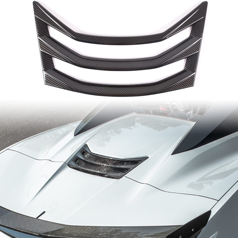 Car Rear Hood Scoop Air Vent Cover Trim Compatible with Chevrolet Corvette C8 Convertible Models 20202023 Rear Hatch Vent Carbon Fiber C8 Accessories 1PCS Carbon fiber pattern