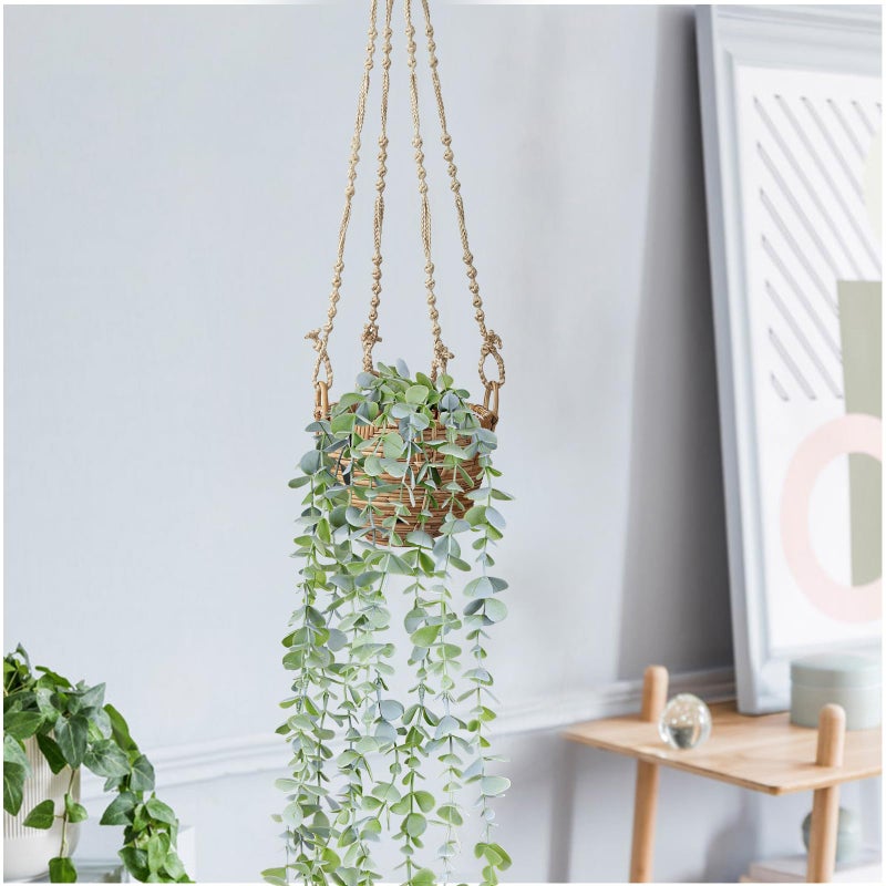 BACAMA Fake Hanging Plants Eucalyptus Potted Artificial Plant Small Faux Ivy Vines Decor for Floating Shelf Kitchen Bathroom Cabinets Indoor Outdoor Pack of 2 23.6 Inches Long - Image 5