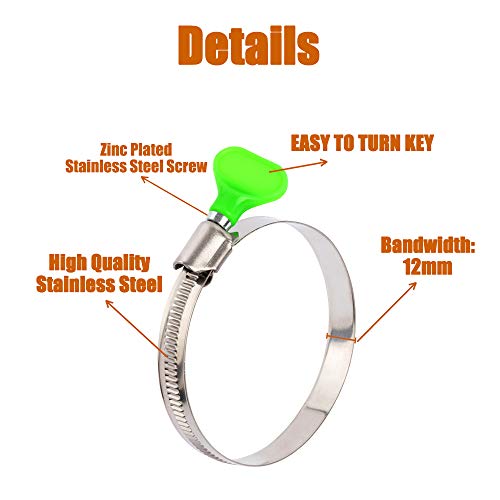 ISPINNER 4pcs 3 Inch Key Hose Clamp, Bandwidth 12mm Thumb Screw Adjustable Stainless Steel Hose Clamps for Dryer Vent, Dust Collector and Automotive - Image 2