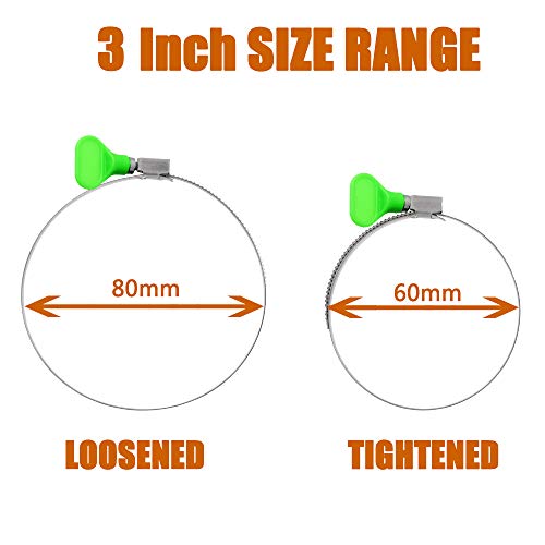 ISPINNER 4pcs 3 Inch Key Hose Clamp, Bandwidth 12mm Thumb Screw Adjustable Stainless Steel Hose Clamps for Dryer Vent, Dust Collector and Automotive - Image 4