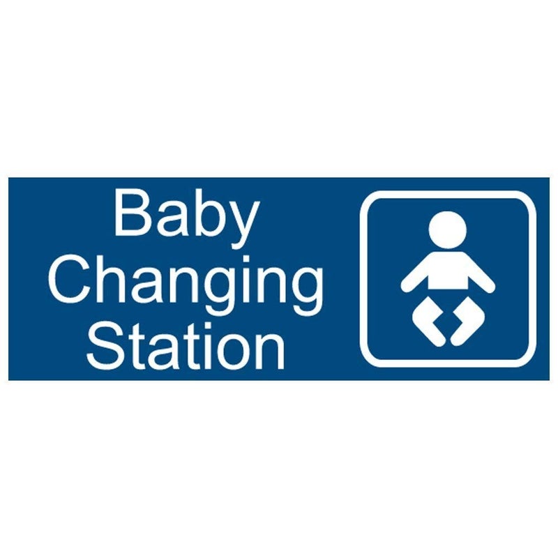 Mvgges New Baby Changing Station Sign 8 x 3 in with English and Symbol Blue for Men Women Unisex - Image 3