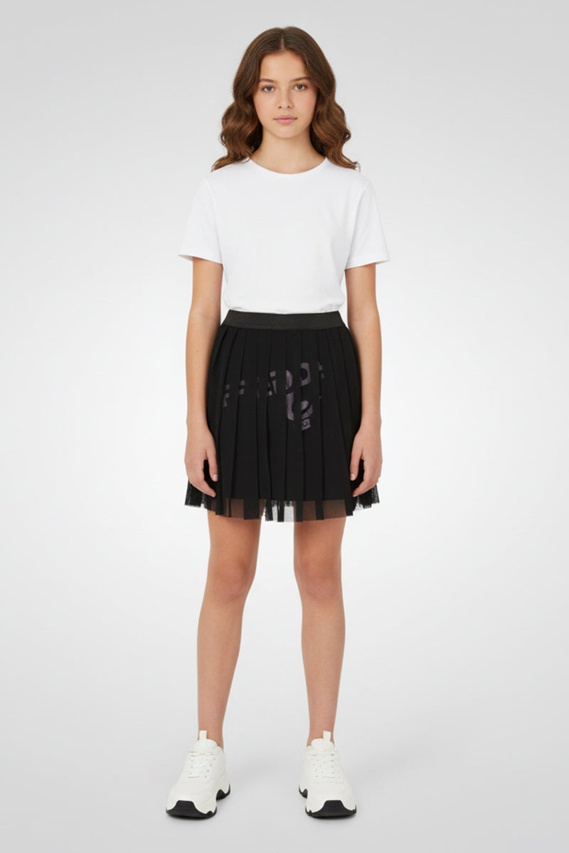FREDDY Kids Girl Textured Pull On Skirts, Black - Image 1