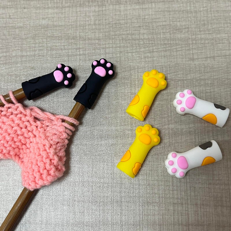 SPANSEE 6 PCS Cat Paw Knitting Needles Stoppers, Knitting Needle Point Protectors, Stitch Stopper, Needle Minder, Knitting Accessories, Knitting Supplies fit Size 11-17 (8mm-12.75mm) Needles - Image 2