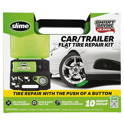 Slime 50158 Flat Tire Repair Kit, Smart Spair Ultra, All-in-One Solution, Repairs and Inflates, Car/Trailer, 10 Min Fix - Image 1