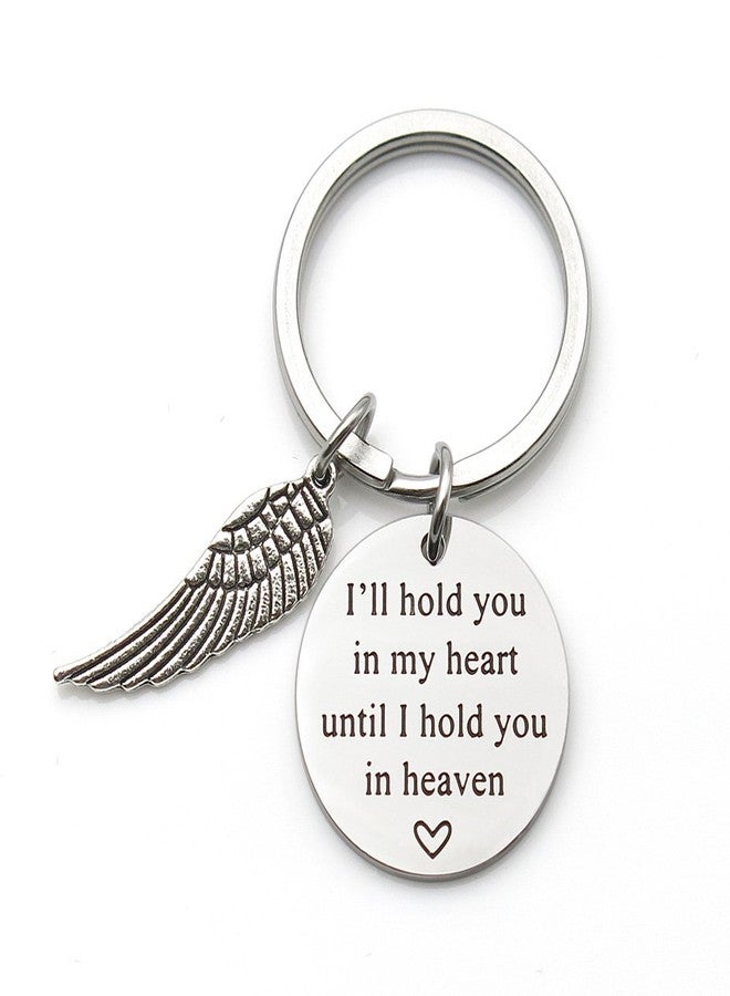 IDLAN Memorial Jewelry I Will Hold You in My Heart Until I Can Hold You in Heaven Angel Wing Keychain - Image 1