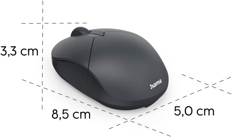 Hama Mini Wireless Mouse with No Click Noise, for Right Handed/Left Handed Users, 3 Buttons, 1600 DPI, 2.4 GHz Technology, Standby Mode, Ideal as Computer Mouse, Laptop Mouse, Black - Image 3