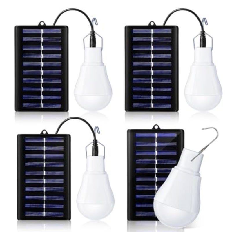 Solar Light Bulbs, Rechargeable Solar Powered Light, Waterproof Portable Emergency LED Bulb for Home Power Outage or Power Failure, Outdoor Camping Outdoor Shed Night Fishing Chicken Coop, 4Pcs - Image 1