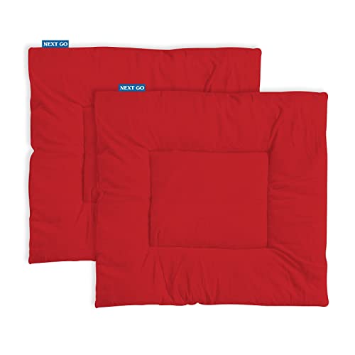 NEXTGO Floor Mat Puja Aasan 2Feet x 2Feet | Velvet Makhmal Fabric Microfiber Filling Floor Aasan for Dinner, Puja, Meditation, Garden, Yoga Mat for Home Office Ghar | Pack of 2 Ruby Rate - Image 1