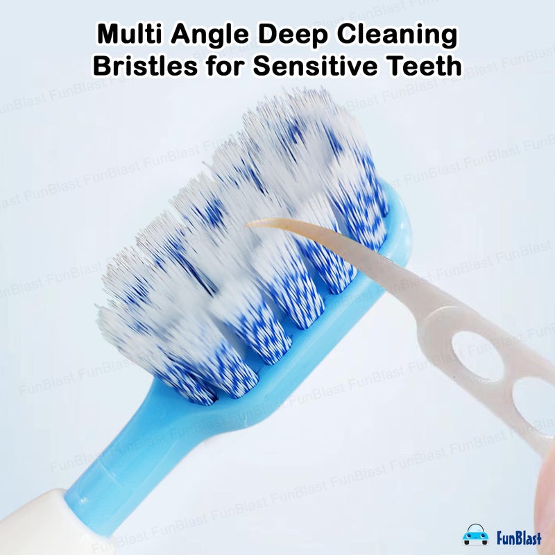 FunBlast Tooth Brush Set - Pack of 2 Toothbrush for Men & Women, Multi Angle Deep Cleaning Bristles for Sensitive Teeth, Toothbrush Soft Bristles Manual Tooth Brush for Adults - Multicolor (2) - Image 5