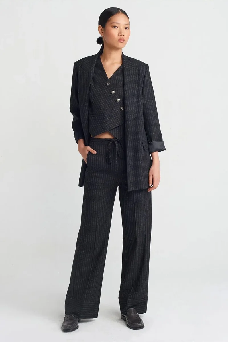DILVIN Wide-Leg Striped Trousers
