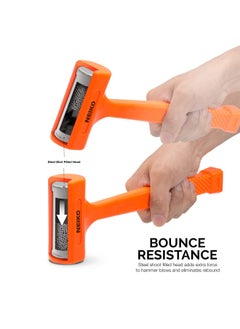 Neiko 02847A 2 Lb Dead Blow Hammer Neon Orange Unibody Molded Checkered Grip Spark And Rebound Resistant  - Image 2
