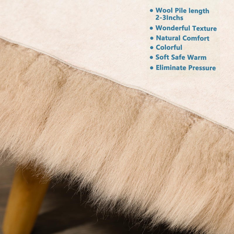 OGLAND Genuine Fluffy Sheepskin Rug, Shaggy Wool Fur Lambskin Throw Pad for Bedroom Living Room Carpet Sofa Cover Chair Side of The Bed Couch Bench Dog Pray Cushion Mat - Image 2