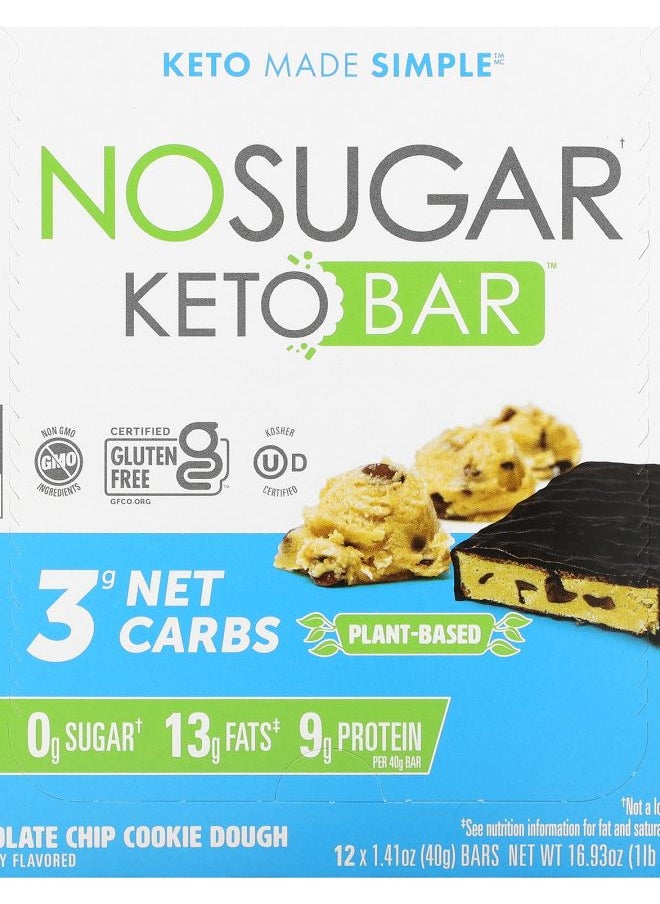 NO SUGAR COMPANY - Keto Bar Chocolate Chip Cookie Dough 12 Bars 1.41 oz (40 g) Each - Image 1