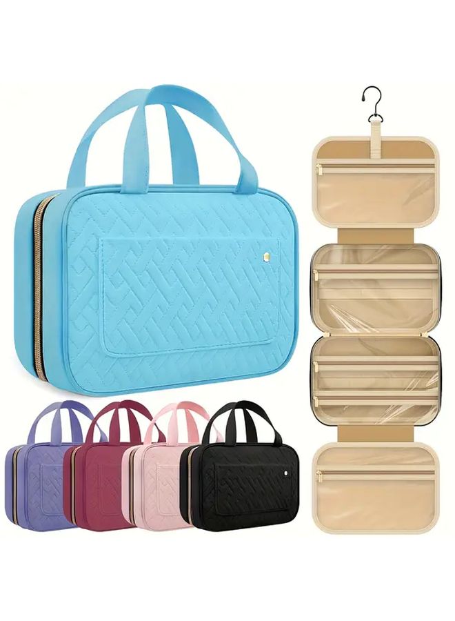 A Pink Women Travel Toiletry Bag Hanging Organizer For Makeup And Toiletries With Hook Multiple Compartments Perfect For On The Go Travel - Image 3