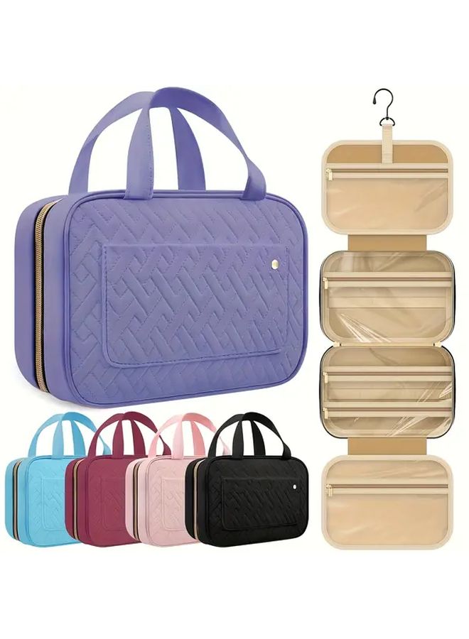 A Pink Women Travel Toiletry Bag Hanging Organizer For Makeup And Toiletries With Hook Multiple Compartments Perfect For On The Go Travel - Image 1
