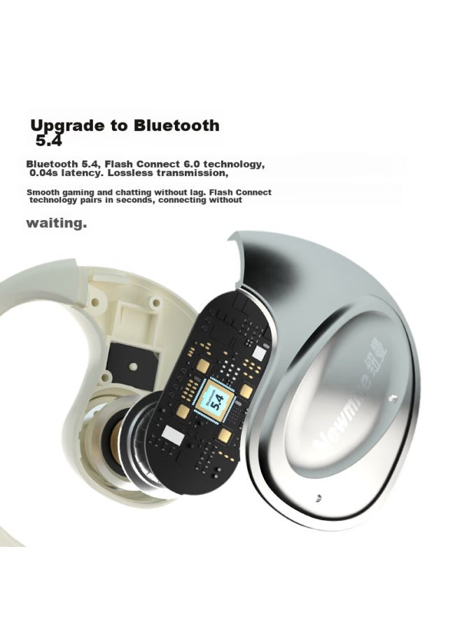 Newmine Newman Q2 Bluetooth Earphones, Over-ear, True Wireless, Bone Conduction, Open Concept, Not In-ear, Clip-on, For Running And Cycling, High-end, Long Battery Life, Sports Earphones, Compatible With Apple, Xiaomi, Huawei, White - Image 4