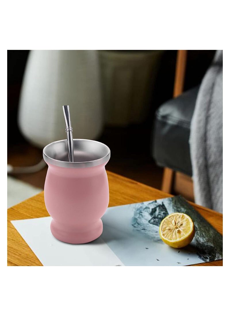 Yerba Mate Tea Cup 230 ml Pink Color Stainless Steel Double Walled Easy Wash Household Insulation Gourds for Loose Leaf Drinking with Bombilla Straw - pzsku/Z5F6E632E75C84F2CA10CZ/45/_/1687242526/b9f6f653-0c21-45af-a33a-e28fe2e447e1