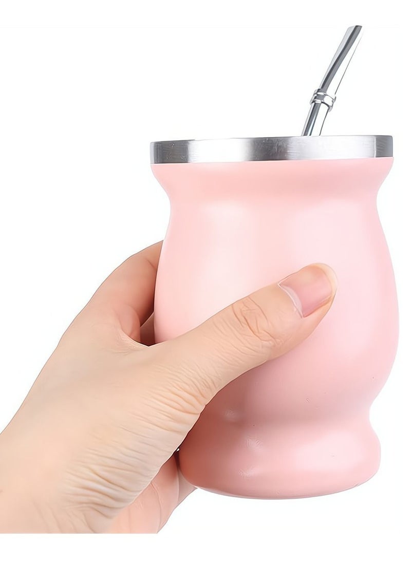 Yerba Mate Tea Cup 230 ml Pink Color Stainless Steel Double Walled Easy Wash Household Insulation Gourds for Loose Leaf Drinking with Bombilla Straw - pzsku/Z5F6E632E75C84F2CA10CZ/45/_/1687242527/a7b8793d-0d1c-4527-aa97-260453203e6b