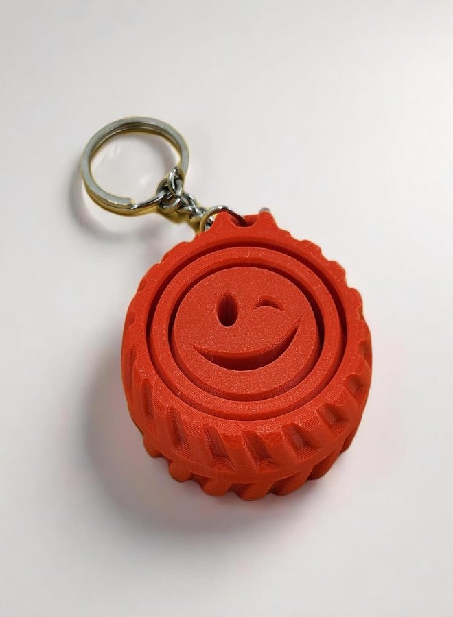 CUBIX3D Happy Spinner Fidget Keychain for Stress Relief & Focus - Image 1