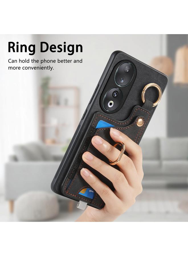 Green Tiger Case For Honor 80 Retro Skin-feel Ring Card Bag Phone Case with Hang Loop - Image 5