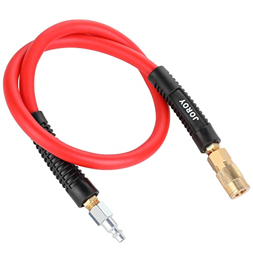 JOROY Hybrid Lead In Air Hose, 3/8-Inch X 3 FT Air Compressor Hose,Heavy Duty, Lightweight, Kink Resistant, All-Weather Flexibility with 1/4-Inch Brass Air Coupler and Plug - Image 1