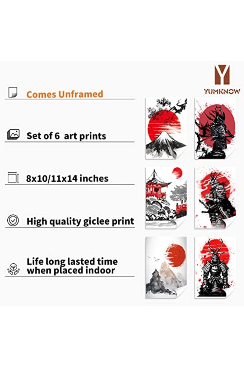 YUMKNOW Japanese Art Wall Decor - Unframed 11x14 Set of 6 - Image 2