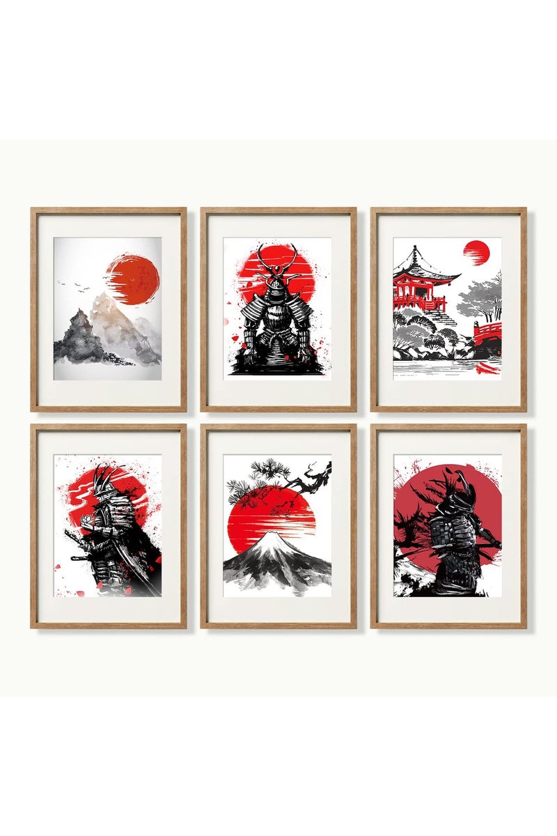 YUMKNOW Japanese Art Wall Decor - Unframed 11x14 Set of 6 - Image 1