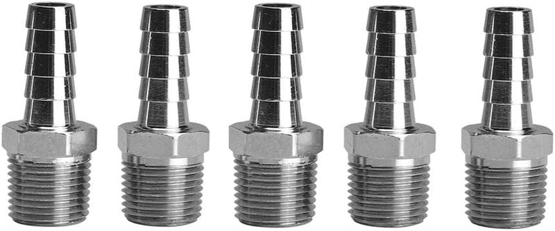 beduan Stainless Steel 1/2" Hose Barb to 1/2" Male NPT Home Brew Fitting Water Fuel Air (Pack of 5) - Image 1